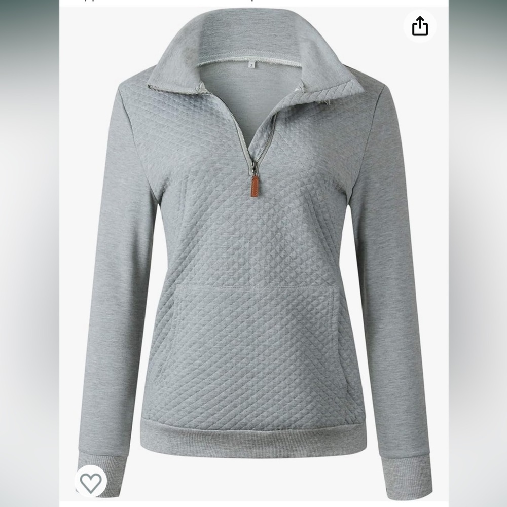 Long Sleeve Sweatshirt Fashion Quilted Pattern Zipper Pullover Sweatshirt